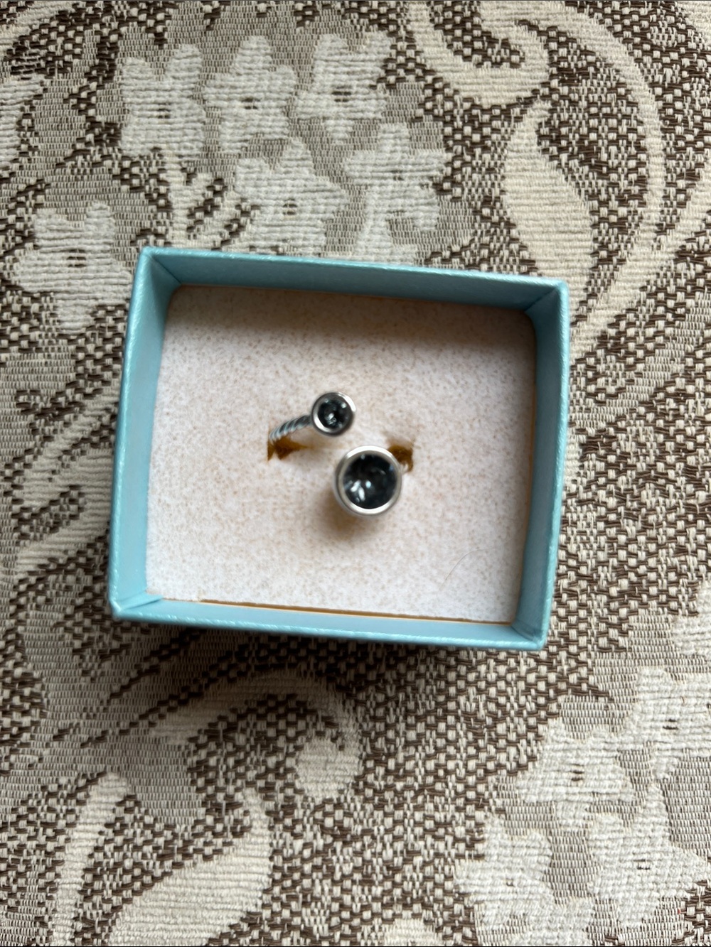 Sterling Silver Black Gemstone Open Ring